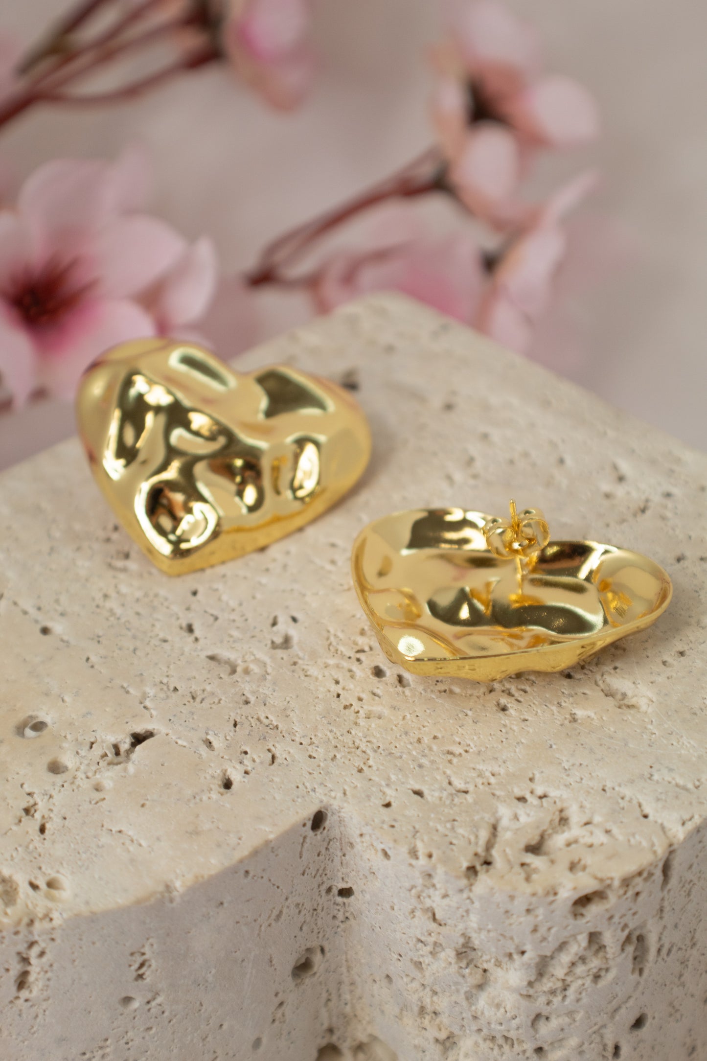 Heart Glow Studs in Rhodium