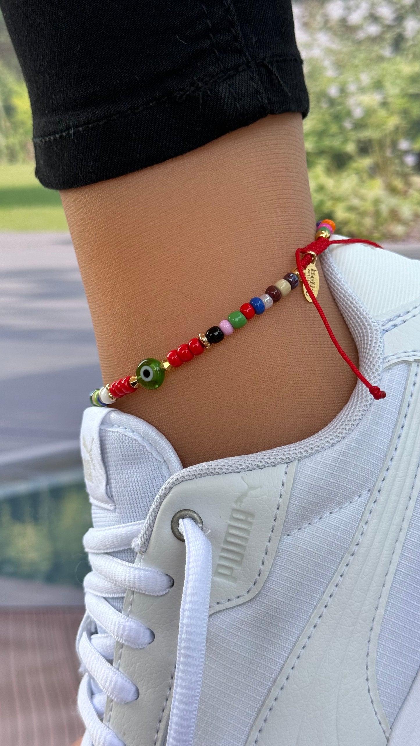 Tobillera ajustable con diseño de mal de ojo