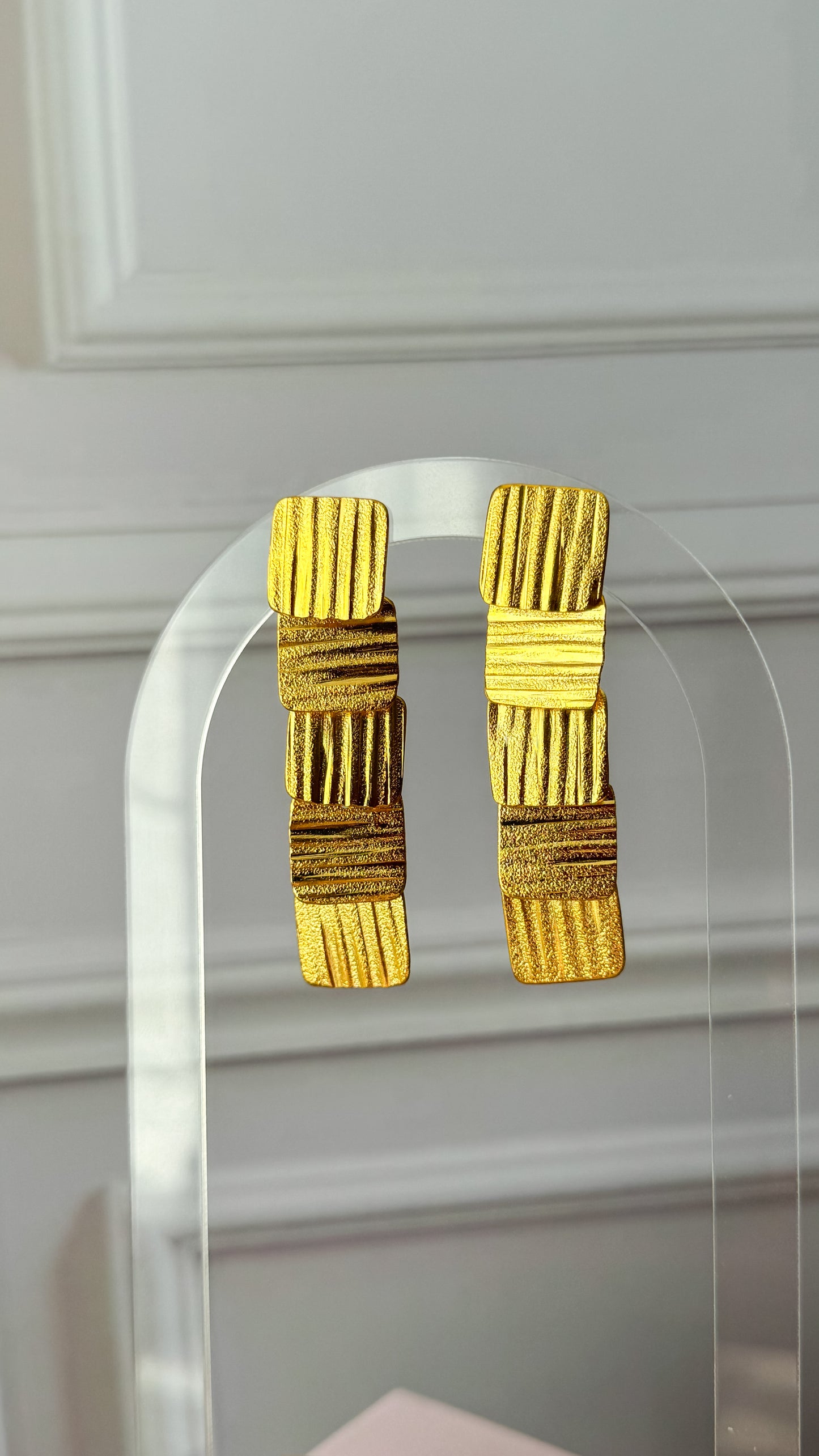 Gilded Squares Bronze Earrings
