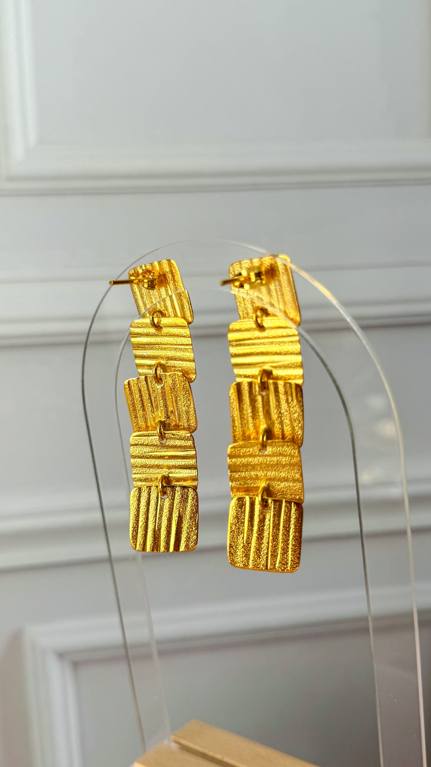 Gilded Squares Bronze Earrings