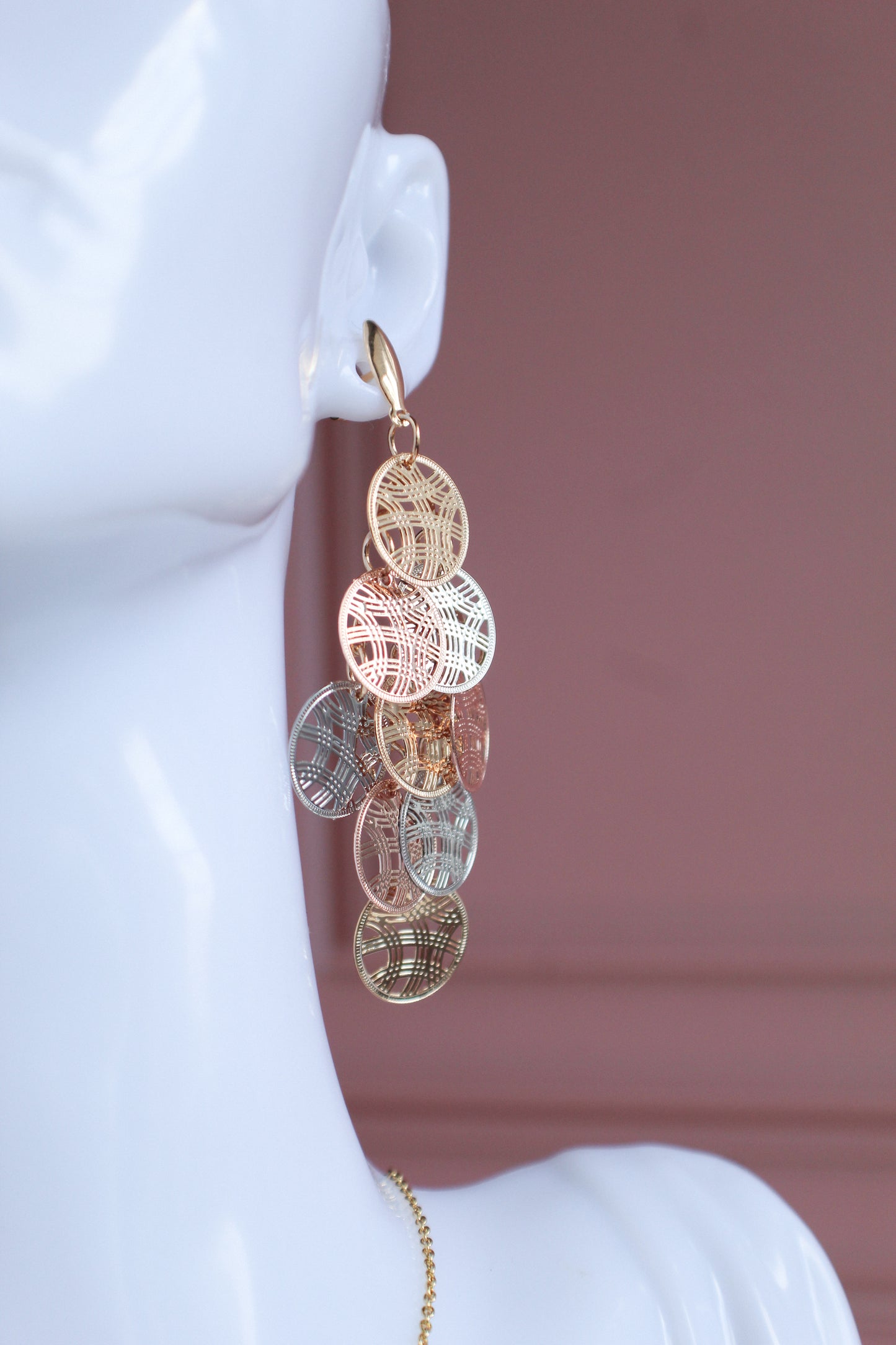 Juego de aretes de cadena en tonos mixtos con 50% de descuento