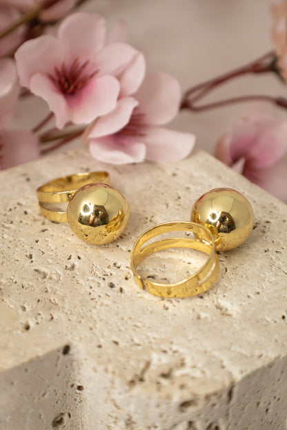 Anillo Esfera Dorada Rodiada