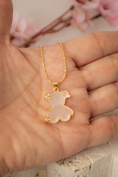 Teddy Bear Rhodium Necklace