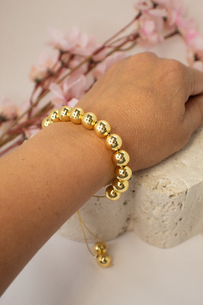 Pulsera clásica de cuentas ajustables de oro