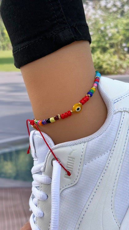 Tobillera ajustable con diseño de mal de ojo