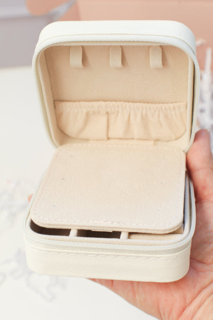 Personalized Travel jewelry Box for Her  - With Special Message, Mirror & Compartments