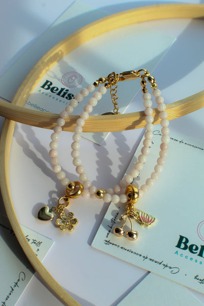 Pulsera de piedra de cuarzo rosa Soul in Bloom