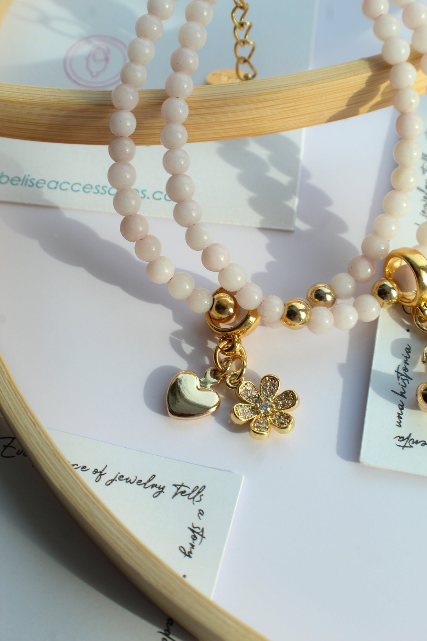 Pulsera de piedra de cuarzo rosa Soul in Bloom