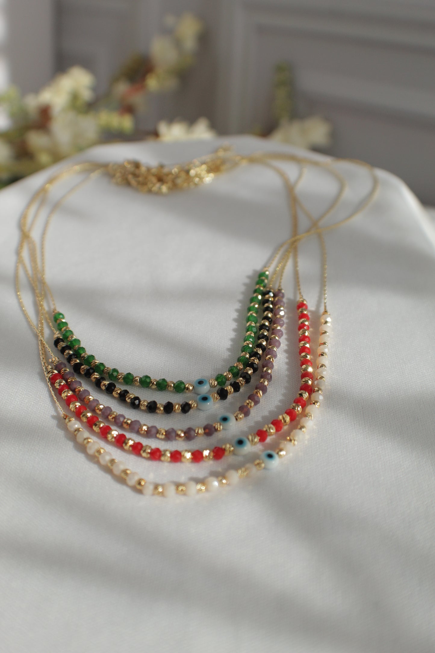 Daily Charms Necklace with Turkish Glass Evil Eye