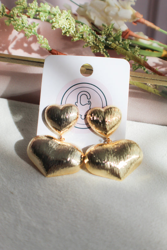 Two Heart Teardrop Earrings