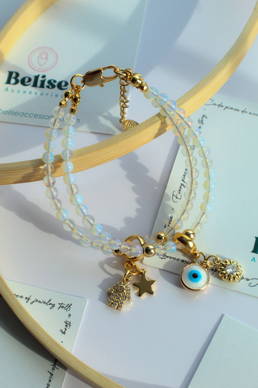 Pulsera de piedra de ópalo con resplandor divino