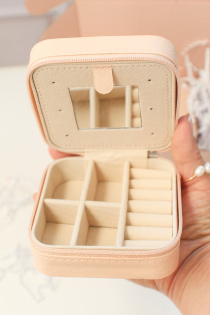 Personalized Travel jewelry Box for Her  - With Special Message, Mirror & Compartments