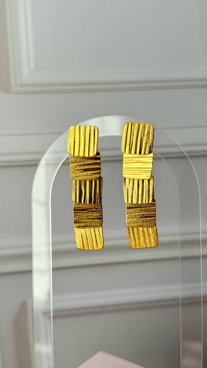Gilded Squares Bronze Earrings