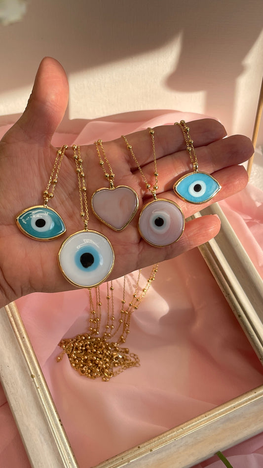 Evil Eye Glass  (Charm & Chain)