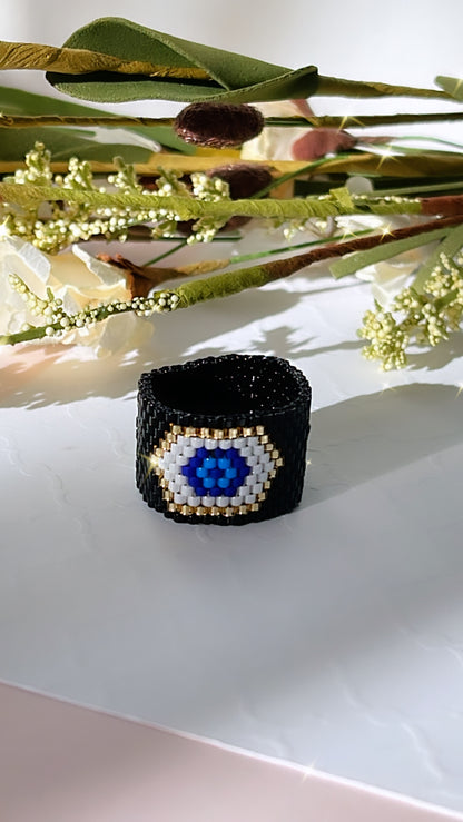 Anillo de mal de ojo Negro (un ojo)